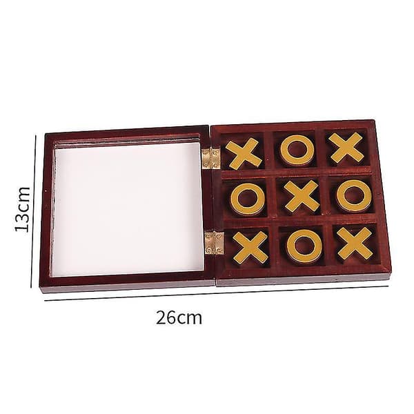 1 stk. Solid Wood Tic-Tac-Toe Brettspill, Barnas Puslespill Leke (FMY)