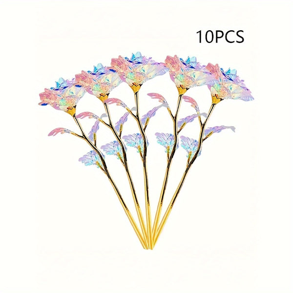 10 stk. Levende Galaxy Rose Kunstige Blomster - Regnbuefarve, Gradient Effekt, Langvarig, Realistiske Blomsterblade - Perfekte Gaver til Morsdag (FMY) 10pcs