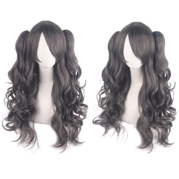 Lolita Long Curly Clip On Ponytails Cosplay Wig, Double Ponytail Tiger Clip Long Curly Wig (grå),wz-1351 (FMY)