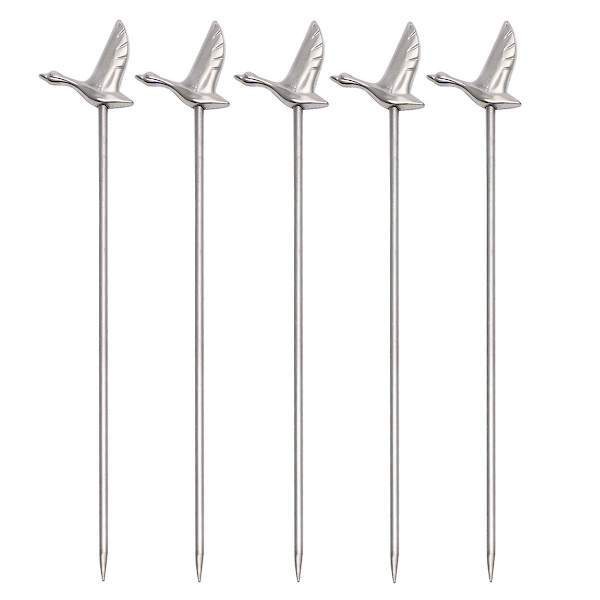 5 kpl Ruostumattomasta Teräksestä Valmistettuja Hedelmätikkuja Cocktail-Koristetikkuja Tikkuja Juhlatarvikkeita Suosikkeja Kotibaarille (Hopea)  (FMY) Silver 12X2X0.2cm