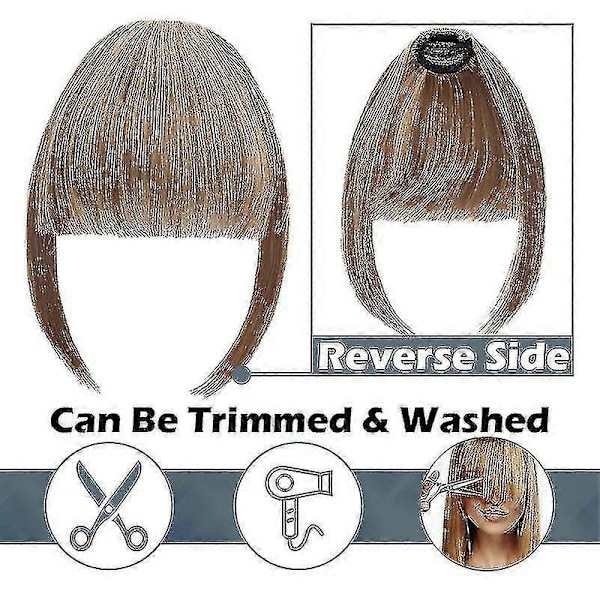 Clip-in Hårpannelugg Extensions Fransk Hårpannelugg Ryddig Hårpannelugg Hårdeler (FMY) black 28cm