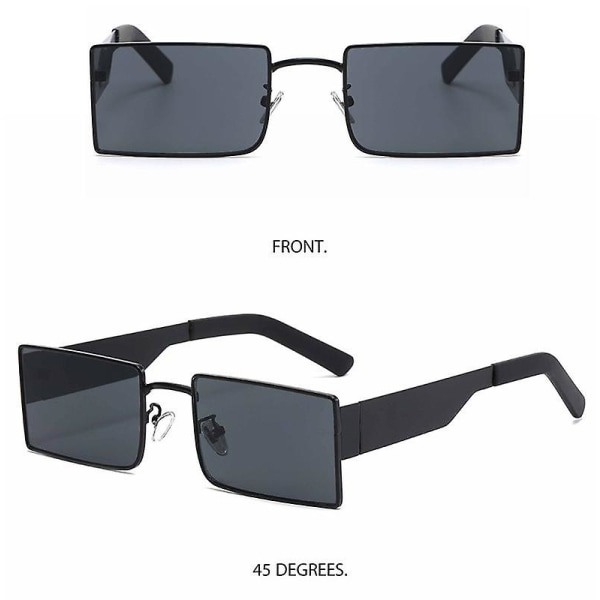 Wekity Vintage rektangel smale solbriller Retro mote Uv400 solbriller (FMY)