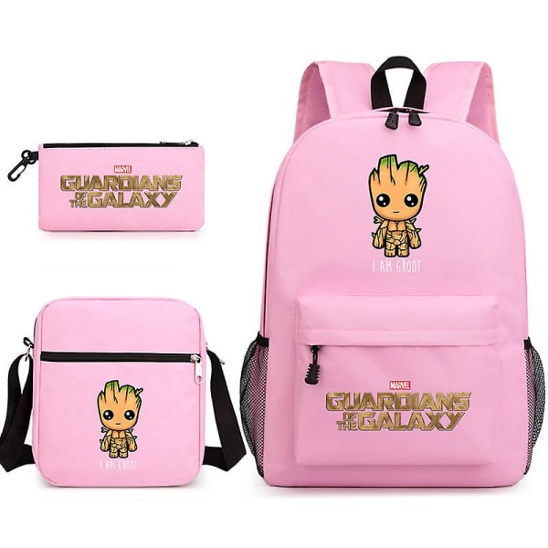 Marvel Groot Galaxy Guardians Tree Man Painettu Pojat Ja Tytöt Koululaukku Kolmiosainen Sarja  (FMY) Pink