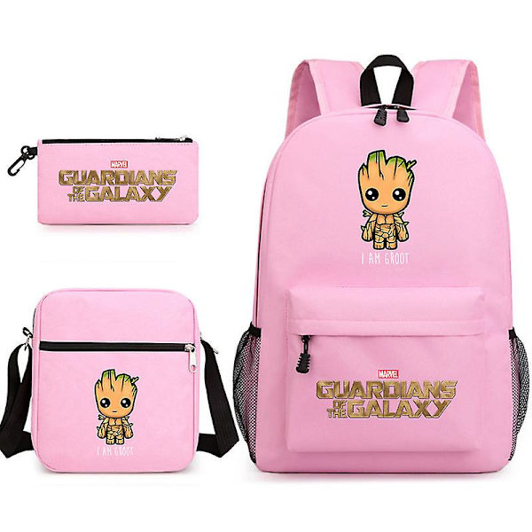 Marvel Groot Galaxy Guardians Treemann Trykt Gutter og Jenter Skolesekk Tredelt Sett (FMY) Pink
