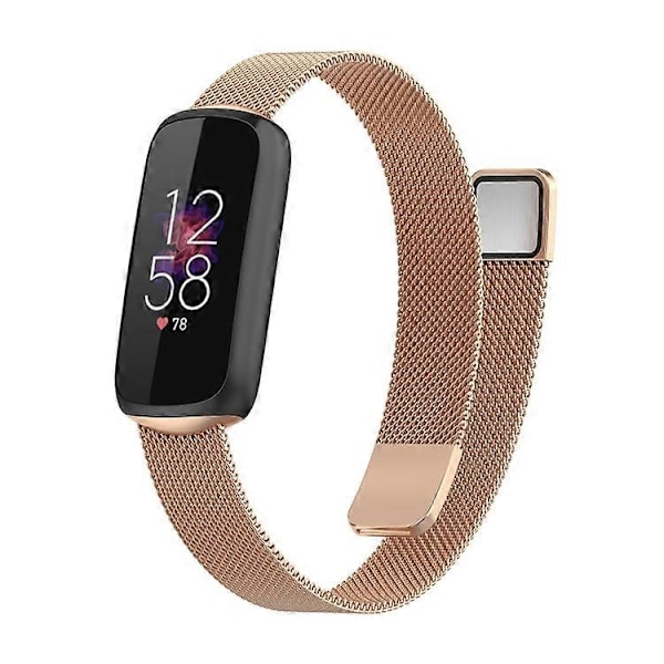 För Fitbit Luxe Special Edition Milanesiskt Metall Magnetiskt Klockarmband (FMY) Rose Gold