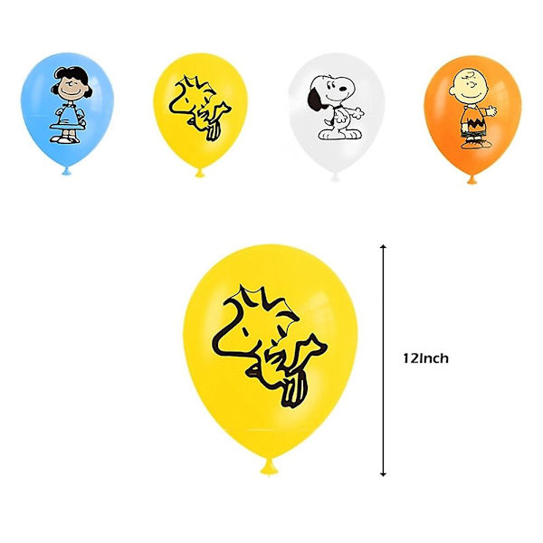 Snoopy-teemainen syntymäpäiväjuhlatarvikkeet, sisältää bannerin, kakun ja cupcake-koristeet, ilmapalloja ja koristeita (FMY)