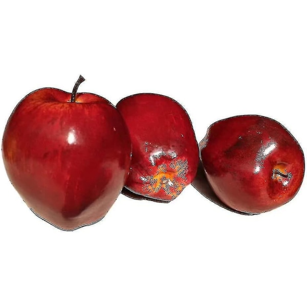 Kunstige æbler Falske frugter røde lækre æbler til dekoration, dekorativ frugt, faux store røde æbler 6 stk--