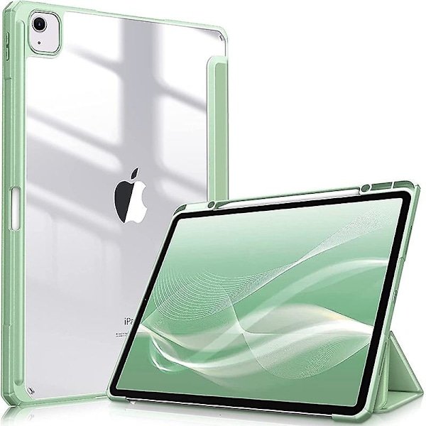 Bulk Køb Til iPad Air 11 (2024) Etui Læder+TPU+Klar Akryl Stativ Tablet Cover -  (FMY) Multicolor Matcha Green