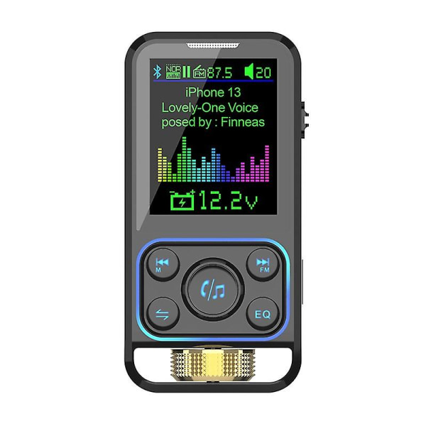 Fm-sender trådløs bilhåndfri Bluetooth Qc3.0 Pd3.0 Hurtiglader-mappemusikkspilleradapter (FMY)