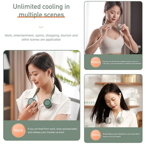 Mini Fläkt Halsfläktar, Hands Free Bladeless Fläkt, 1600mAh Fläkt, USB Vikbara Bladlösa Fläktar Aromfläkt (FMY) BG