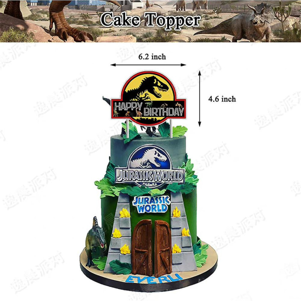 Jurassic World 3 Tema Grattis På Födelsedagen Fest Banner Ballonger Cupcake Cake Toppers Dekor Set  (FMY)