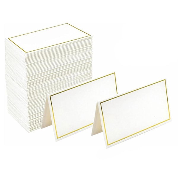 Bordkort 120 små teltkort med guldfoliekanter, velegnet til bryllupper, banketter, bordkort og visitkort (FMY)