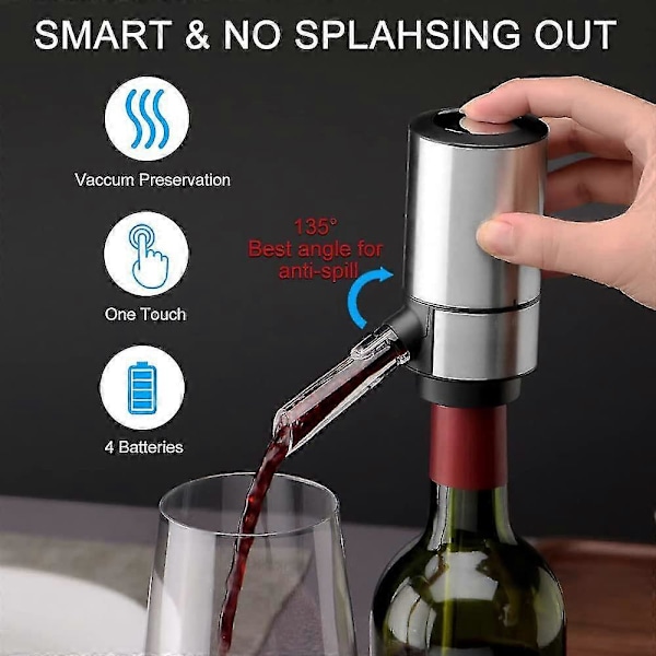 Elektrisk vinlufter og dispenser, vinkaraffel-pumpe, oppladbar automatisk vinlufter-helleut, smart vinkaraffel med ett trykk med S(FMY)