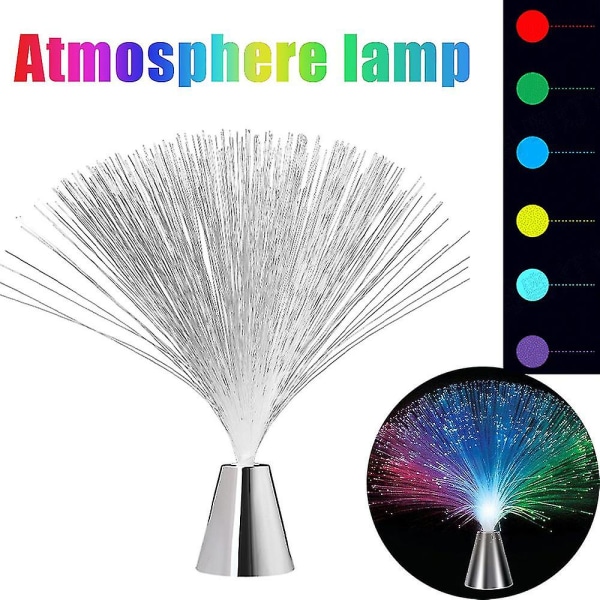 Färgskiftande fiberoptisk lampa Batteridriven fontän Nattlampa Heminredning Ornament Presenter (FMY)