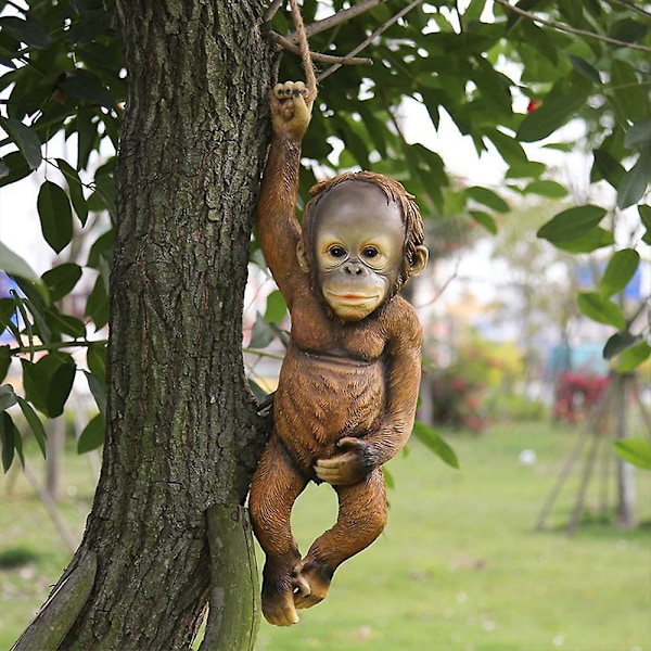 Klatrende apekatt tre tau hengelig anheng hage harpiks statue hjem ornament dekorasjoner gave (FMY) A