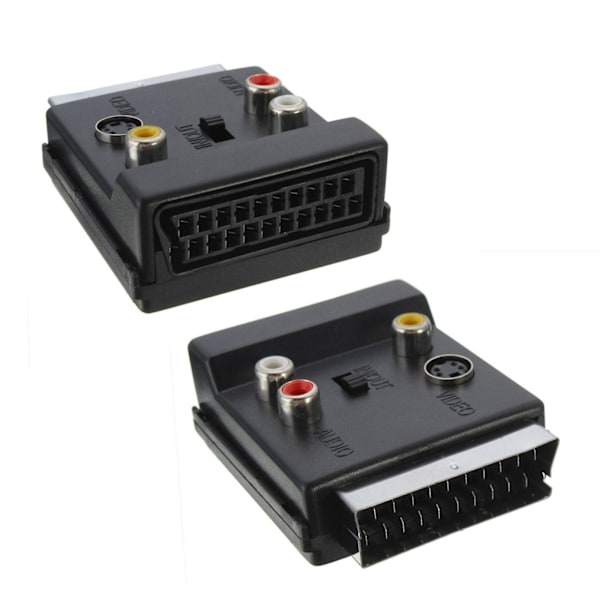 SCART til 3RCA Jack S-Video AV TV-konverter med IN/OUT 20-pin SCART til 3 RCA S Hjemmevideo Audio Video Adapter (FMY)