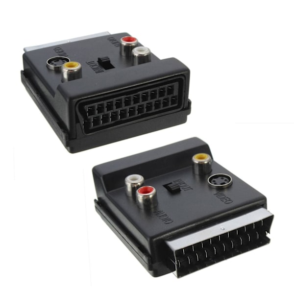 SCART till 3RCA Jack S Video AV TV-omvandlare med IN/OUT 20-polig SCART till 3 RCA S Hemvideo Audio Video Adapter (FMY)