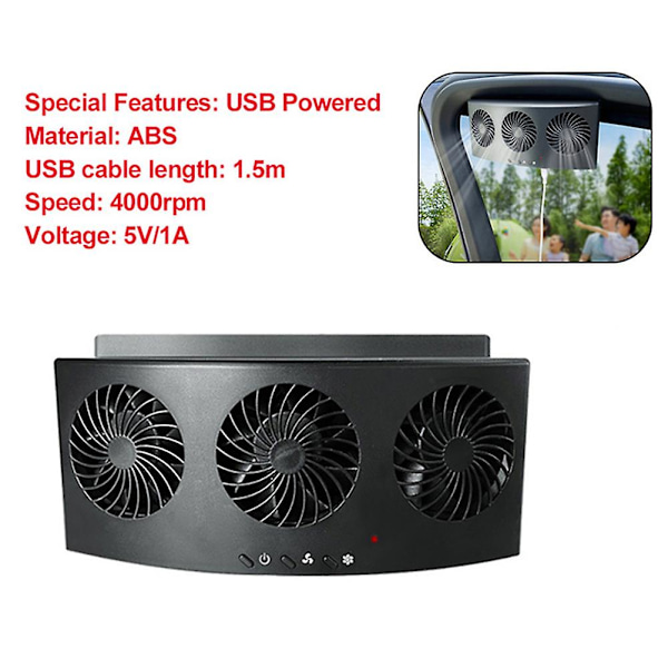 3 Ilma-aukkoa Aurinkovoimalla Toimivat Auton Ikkunan Tuulettimet Kestävä Ajoneuvon Jäähdytystuulin Auton Autoille (FMY) USB Power 3Fan