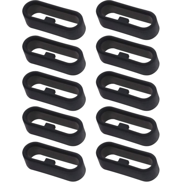 10 st armbandsögla, kompatibel med Garmin Vivoactive 3 & Music Secure Silikonring - (svart) (FMY)
