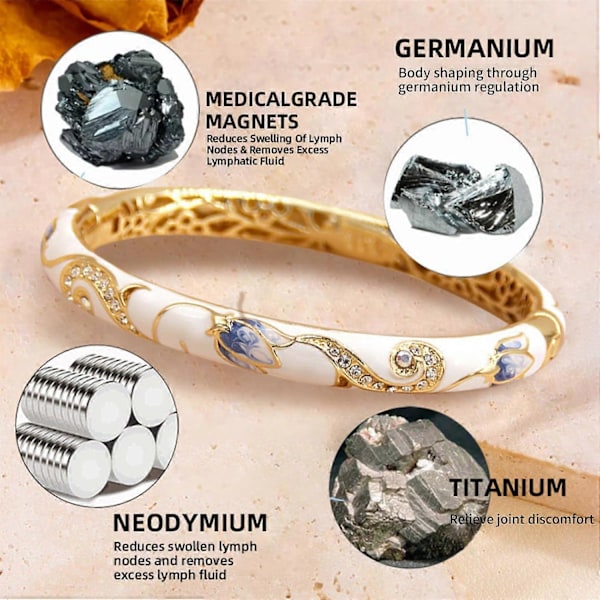 Kinesisk emalje lymfatisk magnetisk terapi gull armbånd, magnetisk terapi pave armbånd, magnetisk kobberbånd (FMY) White