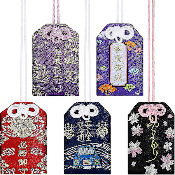 5 kappaletta japanilaista Omamori-pussia Onnenamuletti terveydelle/koulutukselle/rakkaudelle/menestykselle/turvallisuudelle, 5 S  (FMY)