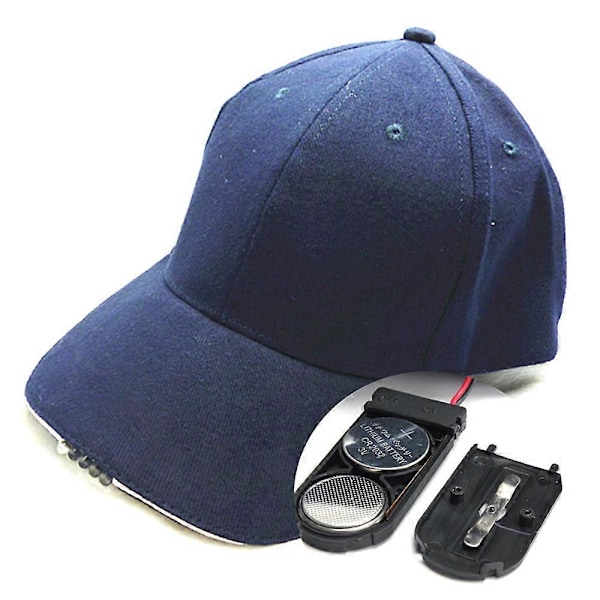 Kädet Vapaat Lippis Päälampulla Baseball-Lippis Kirkkaat Led-Valot Unisex Taskulamppu Ulkoilulippis (FMY) Navy Blue