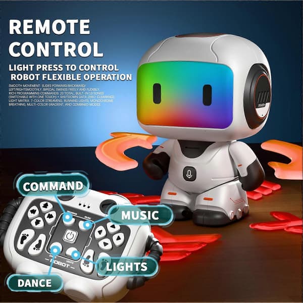 Programmerbar robotleke fjernkontrollrobot med lysmusikk oppladbar interaktiv intelligent leke for gutter jenter tenåringer (FMY) B