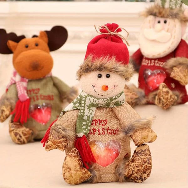 3-pack Godispåse Jultomte Snögubbe Äpple Presentpåse Juldekoration Blixtlås Presentpåse (FMY) 3pcs