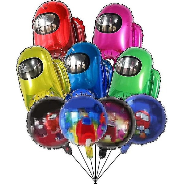 9 st aluminiumfilmsballonger för among us ​​- Tillbehör för födelsedagsfest för videospel (FMY)