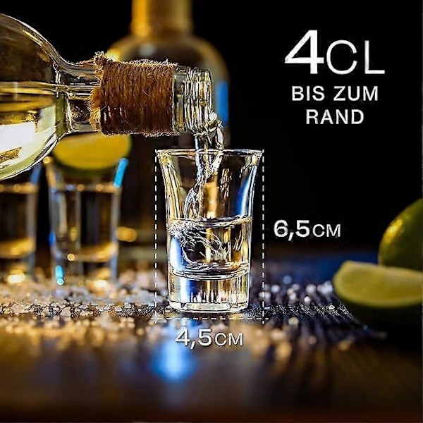 12 Shotglas 4cl - Tåler opvaskemaskine - Tyk, robust bund - Perfekt til enhver fest (FMY)