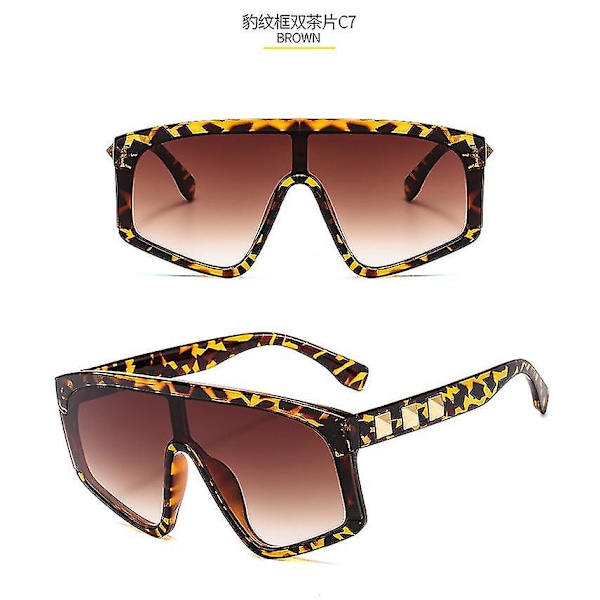 Solglasögon - styck Solglasögon Trendiga Fyrkantiga Solglasögon Metallram (FMY) C7 leopard frame