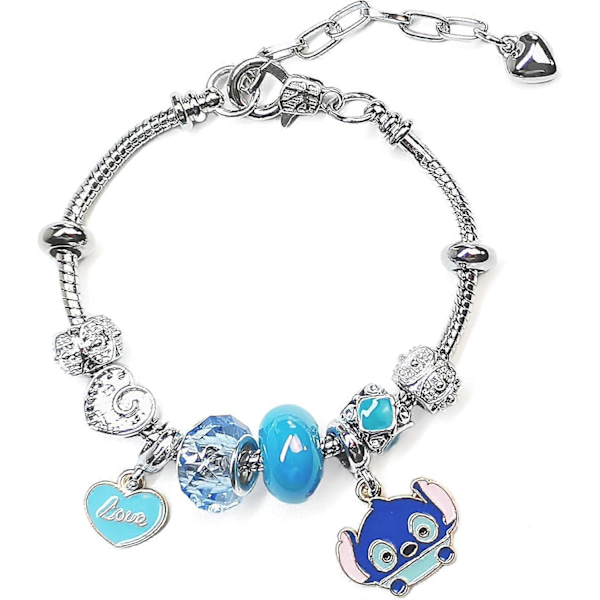 Stitch Charm Armbånd, Inspirasjons-Stitch Charms Kvinners Slangekjede Smykker Bursdagsgaver (FMY) Adjustable  10 Charms