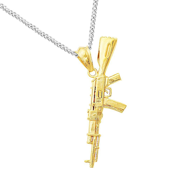 Tekoarmeijan kivääri kone     Riippuva kaulakoru lahja mies Cs pelaaja Asg kulta  (FMY) AK 47 Gold