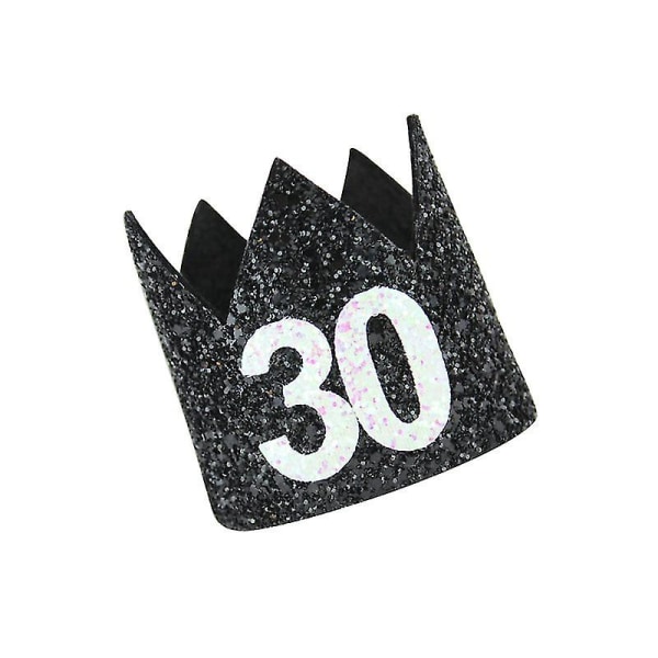 Voksen kronhatte Fest Glitter Nummer 30 Fødselsdag Mini Hat Fødselsdagsfest Dekorationer Rekvisitter - Stil A