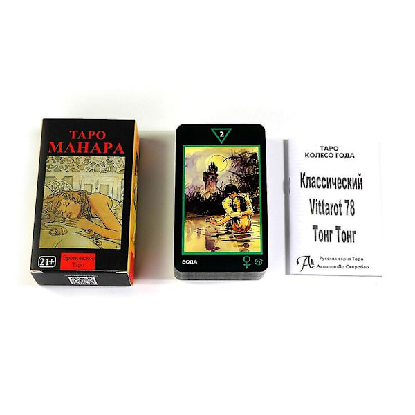 10,3*6cm Manara Tarot Deck 78 Kort Med Guidebog På Russisk Sprogbrætspil (FMY)