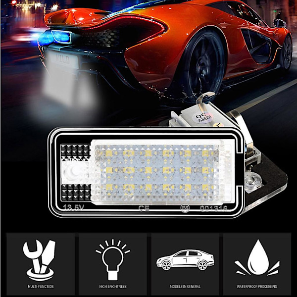 2 stk. LED Nummerpladelys til A3 S3 A4 S4 A6 C6 A8 S8 Q7 (FMY)