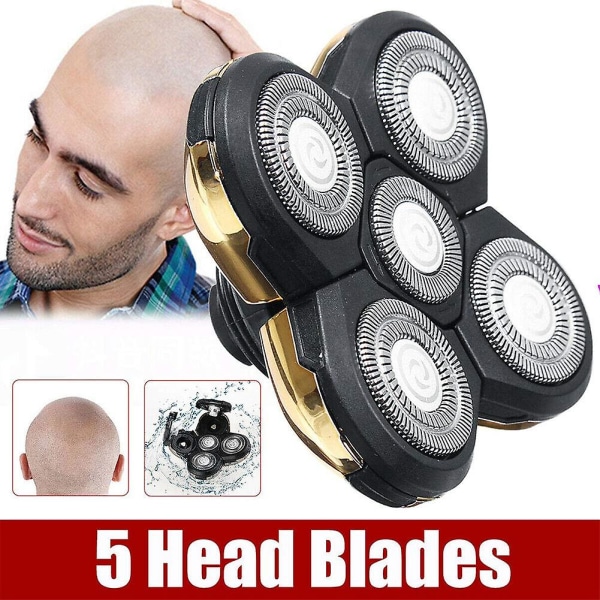 5 Head Rak Heads, Rakapparat Ersättning för elektrisk rakhyvel skallig Rakverktyg | Enkelt att installera rakapparat för huvud och ansikte (FMY)