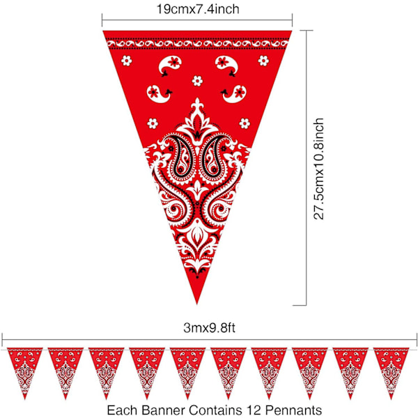 5 stk. bandana-vimpler, vild vest-festtilbehør til western cowboys-tema (FMY)