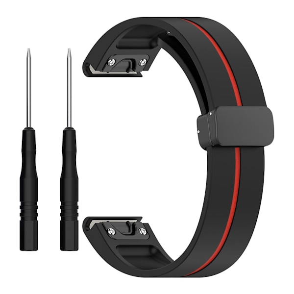 Urklokkebånd i svart spenne med dobbel farge for Garmin Tactix 7 Pro/Fenix 7X/6X/6X Pro/5X Plus 26 mm (FMY) Multicolor Style E Garmin Tactix 7 Pro