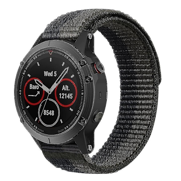 Justerbar Urrem Justerbar Nylon Loop Armbånd til Garmin Forerunner 965/955/945/935 (FMY) Black Grey