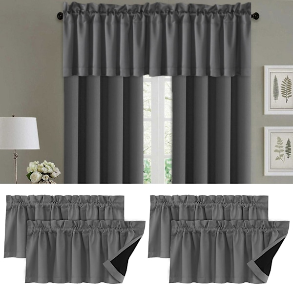 2 stk. Gardinvalance Lysblokerende Moderne Elegant Ensfarvet Sort Belægning Stue Soveværelse Vindue Topdækning Hjemmetilbehør Kaesi (FMY) Navy Blue