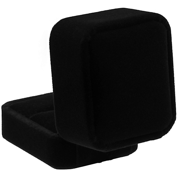 Klassisk fløyelsforlovelsesringboks, ørepynt-etui, gaveboks (FMY) Black