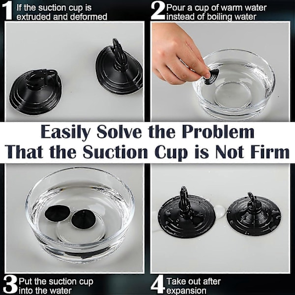 24-pack Bilglas Vindruta Solskydd Sugkoppar Små PVC Sugproppar Bilfönster Sugkopp för Bilvisir (FMY) Black