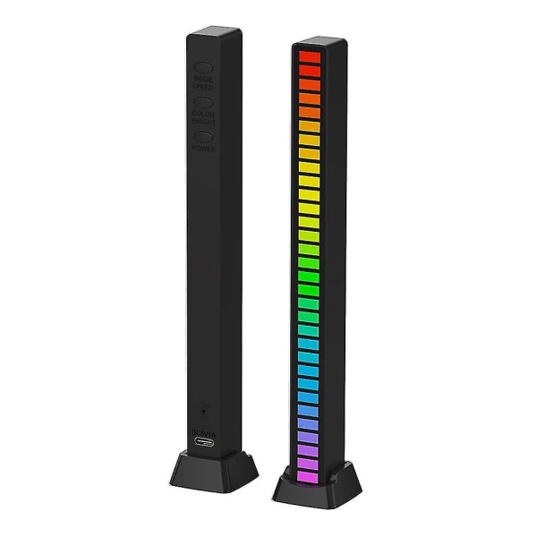 Rgb stemmeaktiveret pickup rytmelys, musikatmosfærelys med 18 musiktilstande, usb- og batteridrevet omgivende lys (FMY) Black Usb Male