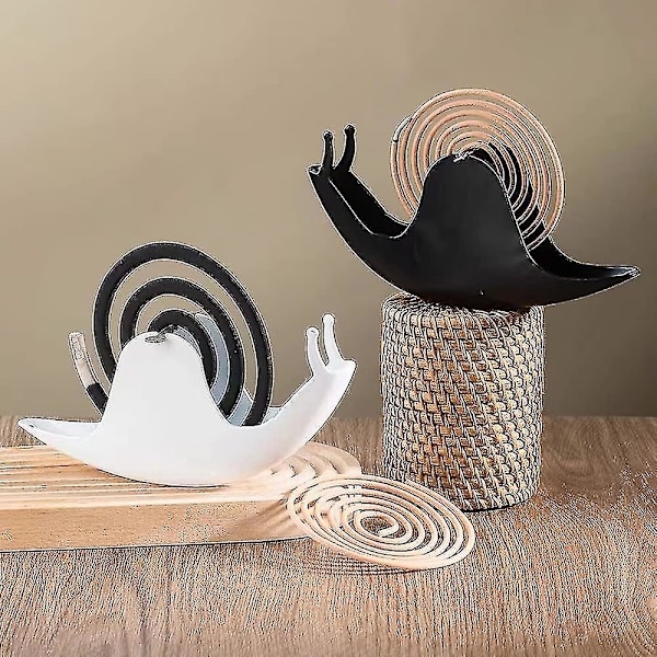 Røgelseholder, myggespiralholder, snegleformet røgelsesbrænderholder til boligindretning på kontoret eller i soveværelset, myggespiralornament (FMY) White