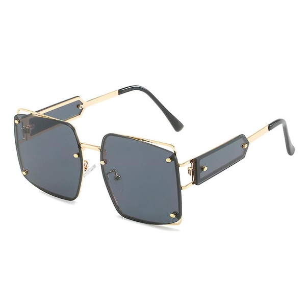 Wekity Elegant Square Cut Solbriller Oversized Metal Temples (FMY)