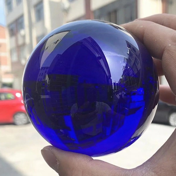 Flerfärgad 80mm (3,15 tum) K9 Kristall Solid Ball Glassfär Healing Magic Fotografi Rekvisita Lensball Feng Shui Heminredning (FMY) Blue 80mm(3.15inch)