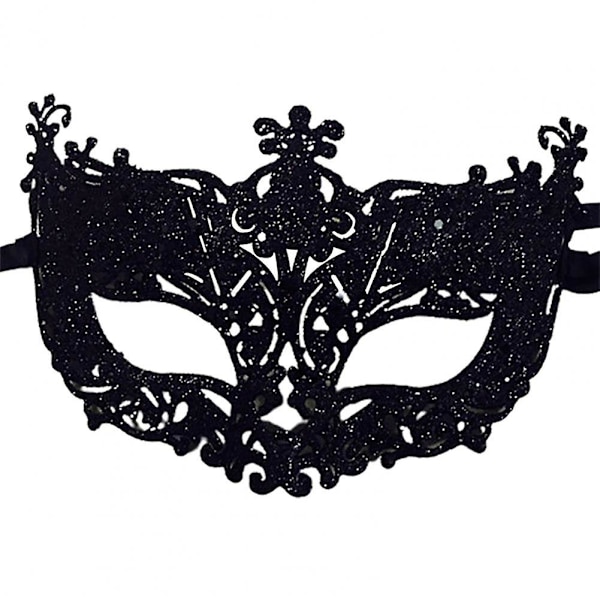 Halloween Kvinnors Mode Cosplay Ögonmasker Maskerad Karneval Fancy Mardi Glittrande Band Julparty Kvinnors Ansiktsmasker (FMY) Black