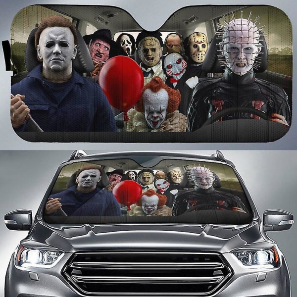 Horror Movie Car Sunshade Jason Voorhees , Freddy Krueger, Pennywise Car Sunshade Horror Movie Characters (FMY) Army Green