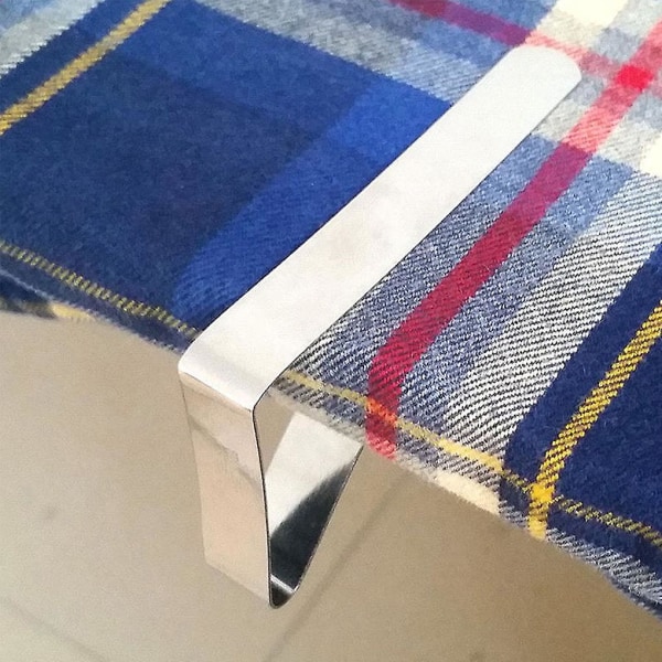 4st dukbord i rostfritt stål Cover Hållare tygklämmor Picknickhållare (FMY)